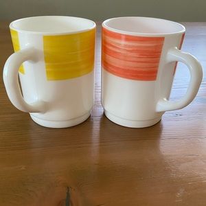 Pair of milk glass mugs